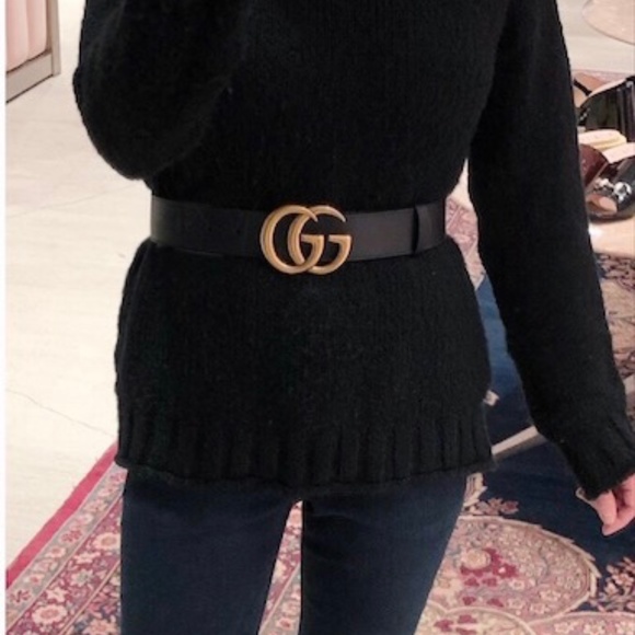COPY - Gucci Black Leather Belt with Gold Double G Buckle - Picture 3 of 9